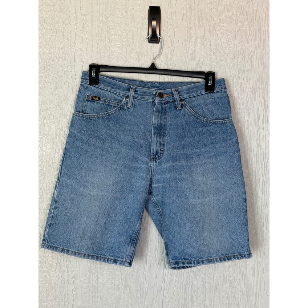 Lee Mens Y2K Denim Shorts Medium Wash Blue 100% Cotton 5-Pocket Size 32